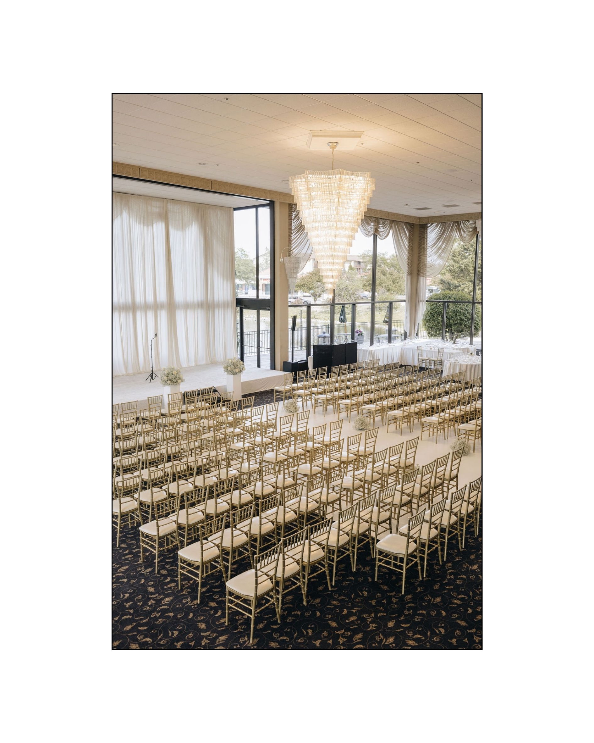 Wedding ceremony decor at Victoria in the Park in Mount Prospect, IL